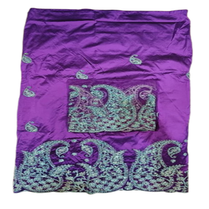 Tela de tafetán George nigeriana de alta calidad, moderna y a la última moda, con pedrería y bordados con diseño de Paisley para bodas. - Product Image 1