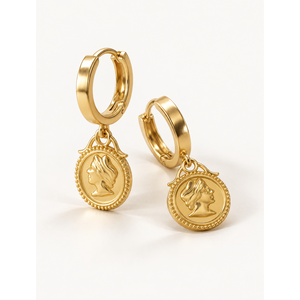 Queen <b>Huggies</b> Hoop <b>Earrings</b> - Product Image 1