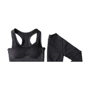Ensemble de yoga fitness pour femmes de marque personnalisée, à maintien élevé, antibactérien, avec bretelles en U, en spandex/nylon, motif uni - Product Image 4