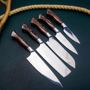 Best-seller Ensemble de cinq couteaux de chef de cuisine en acier inoxydable très résistants et multifonctionnels de haute qualité faits à la main en ligne - Product Image 5