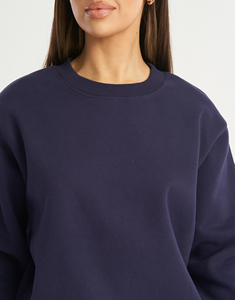 Streetwear Women Oversized Sweatshirt 100% Cotton Material Breathable Custom Made Logo Printing Solid O-Neck OEM - Product Image 3