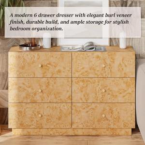 Özel geniş 6 çekmece ahşap çekmeceli dolap Metal kolları ve yatak odası için istikrarlı tabanı ile Modern şifonyer - Product Image 4