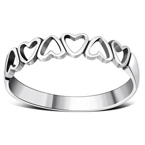 Anillo de Corazón Plateado, Simple y Moderno, con Incrustaciones de Diamantes Tallados, Joyería Religiosa de Aleación y Cobre - Product Image 3