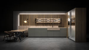 Cuisine moderne entièrement personnalisée, assemblée, finition laquée, bois, couleur noyer, quincaillerie à fermeture douce, 100% fabriquée - Product Image 4