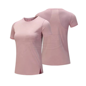 Camiseta Deportiva de Cintura Alta para Mujer, de Secado Rápido, con Diseño de Aberturas Laterales, en Spandex/Nylon, para Entrenamiento y Running - Product Image 1