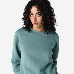 Vente en gros de haute qualité pull-over surdimensionné col ras du cou épaules tombantes sweat-shirt uni coton molletonné coton polyester sweat-shirt pour femmes - Product Image 3
