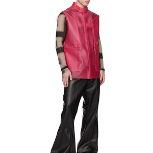 Vente chaude nouvelle mode hommes gilet en cuir veste respirant vêtements d'hiver matériau solide gilet en cuir - Product Image 4