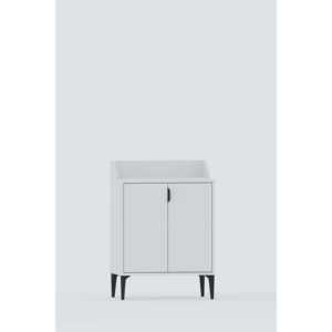 Meuble de rangement bas à 2 portes en panneaux de particules blancs, mobilier moderne modulaire multifonctionnel avec panneaux mélaminés - Product Image 2