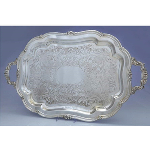 Bandeja de metal plateada Premium para servir té y café, perfecta para la cocina casera y el uso en eventos - Product Image 5