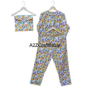 Conjunto de Pijama de Verano para Mujer, Estampado Floral, 100% Algodón, Tejido de Punto Transpirable de Secado Rápido con Cierre de Cordón - Product Image 5