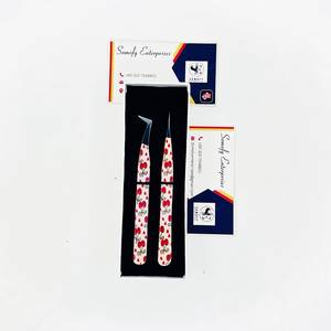 Pince à épiler Somofy Enterprises avec logo personnalisé, volume droit, en acier inoxydable, poignée diamantée, pointe lisse, 10 mm, pour extensions de cils - Product Image 4