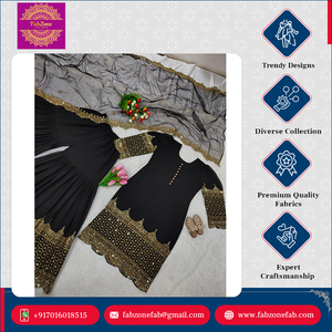 Nouvelle collection FABZONE, vêtements de mariage indiens et pakistanais pour femmes, Kurti Sharara en faux georgette de haute qualité à manches longues - Product Image 2