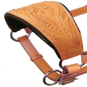 Cabestro de caballo de cuero mecanizado a mano personalizado, banda para la nariz ajustable y corona de doble hebilla, cabestro de caballo de cuero para herramientas occidentales - Product Image 4