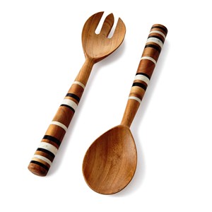 Juego de Servidores de Ensalada con Recubrimiento de Resina, Accesorios Únicos, Ecológicos, Aptos para Lavavajillas, Modernos, Utensilios para Ensalada de 11 Pulgadas, Hechos en India - Product Image 3