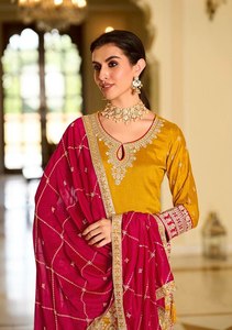 Los más exigentes estilo cultural Punjabi Lahor ropa festiva confeccionada señoras Georgette traje cosido elegante mujer vestidos - Product Image 4