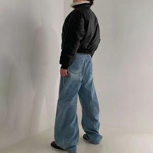 เสื้อแจ็กเก็ตบอมเบอร์ผู้ชาย OEM เสื้อแจ็คเก็ตหนังวัวปกมีซิปโอเวอร์ไซส์กันน้ำลายพรางวินเทจธรรมดา - Product Image 5