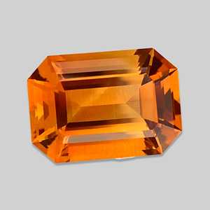 Citrine mandarine chauffée de Madagascar de 14,34 carats, taille émeraude, couleur dorée, qualité impeccable - Product Image 1