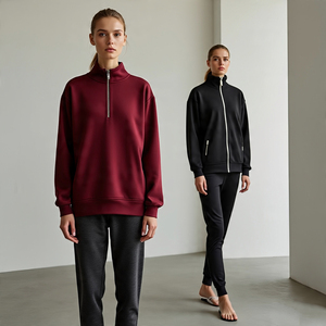 1/4 quart zip pull chemise, sweat et pantalons de survêtement femmes vêtements de sport Jogging entraînement porter surdimensionné Zip survêtement dames - Product Image 3