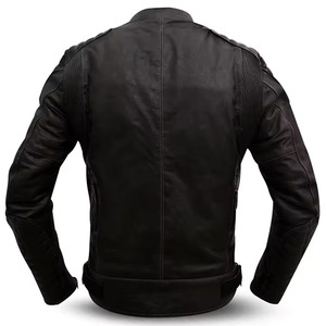 Chaqueta de Motociclista de Cuero Genuino con Cuello Alto Recubierto, Estilo Vintage, Transpirable, para Hombre, para Conducir y Competir - Product Image 2