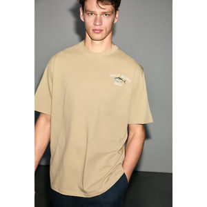 เสื้อยืดพิมพ์ลายผ้าฝ้ายออร์แกนิกสำหรับผู้ชายไซส์ใหญ่พร้อมขอบตัดสี-3XL - Product Image 6