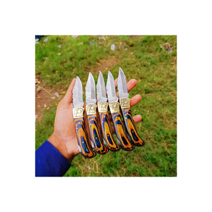 Cuchillo de caza de acero de Damasco hecho a mano, cuchillo de bolsillo plegable, mango de acero de Damasco, dureza 58HRC, garantía de 3 años personalizada - Product Image 1