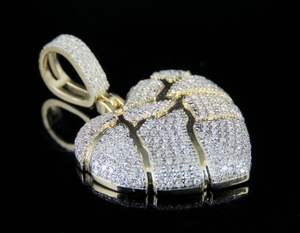 Superbe Moissanite Diamant Coeur Brisé Pendentif En Argent Sterling 925 Ton Or Bijoux De Mode Pour La Fête - Product Image 5