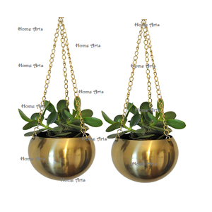 Jardinière suspendue en métal de couleur or de concepteur de jardinière de forme ronde de qualité supérieure pour la maison et le jardin - Product Image 4