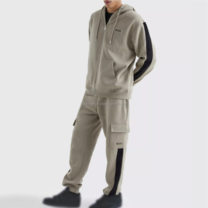 Men Custom Print and Label Streetwear Man Flare Sweatsuit French Terry Cargo Cool Stylish Sweat Tracksuit for Urban Adventures - Product Image 1