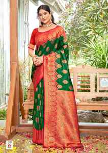 Saree DE TRABAJO tejido de seda de último diseñador Banarasi de Fab Zone - Product Image 4