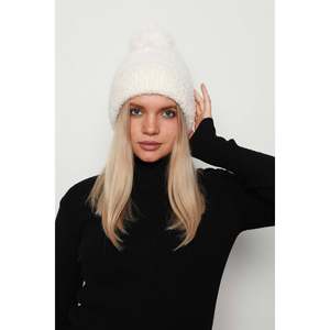 Berretto importato Luminos <span class=keywords><strong>Butik</strong></span> bianco foderato in lana con pompon BERE1136-White99 - Product Image 4
