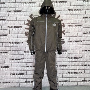 Streetwear vintage pour hommes ensemble deux pièces coupe-vent à capuche en nylon survêtement en polyester à fermeture éclair avec logo réfléchissant pour la saison de printemps - Product Image 2