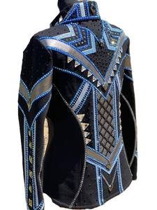 Veste de spectacle Western Custom Rodeo Queen Base noire avec bleu - Product Image 4
