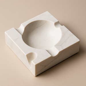 Cendrier octogonal en pierre de qualité supérieure, design moderne sculpté, marbre blanc, artisanal, porte-cigarettes de luxe, décoration tendance, haute qualité - Product Image 2