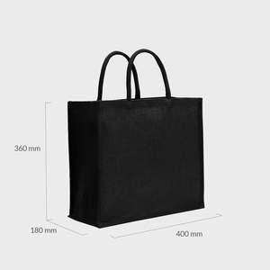 Sac en jute noir moyen avec poignées en corde rembourrées, durable, recyclable, impression sérigraphique motif léopard pour usage quotidien et publicité - Product Image 3