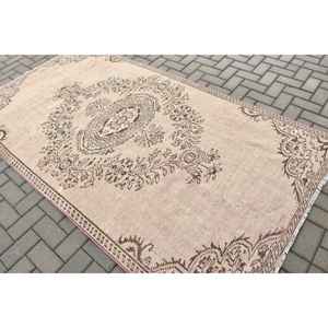 Tapis vintage, tapis turc de 4,5 x 8,3 pieds, tapis uni rose brun - Product Image 3