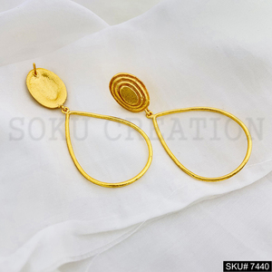 Gold Plated Drop and Dangle Stylish Handmade Earring for Women and Girls Brass Bangle <b>Jewelry</b> Resin Brass Bangle Use - Product Image 4