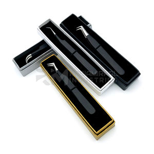 Pinzas para Pestañas RMI de Acero Inoxidable con Punta de Fibra de 90 Grados, Punta Plateada con Recubrimiento de Polvo Negro - Product Image 5