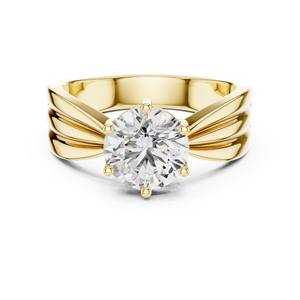 Bague de soirée en or jaune 14 carats avec diamant de laboratoire rond pour femme, idéale pour les fiançailles, certifiée IGI, bijoux fins, nouveau diamant de culture - Product Image 1