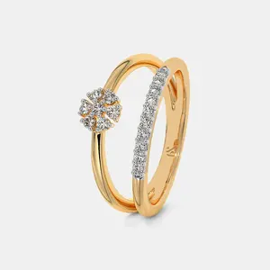 Anillo de Compromiso con Banda Floral de Diamantes de Oro Premium para Mujer, Corte Redondo de 0.30 Ct, Joyería Nupcial Elegante, Proveedor Mayorista - Product Image 1