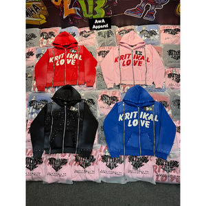 Sudaderas con cremallera desgastada hechas a medida para hombres, ropa de calle transpirable de secado rápido, sudaderas con cremallera estampadas para hombres - Product Image 3