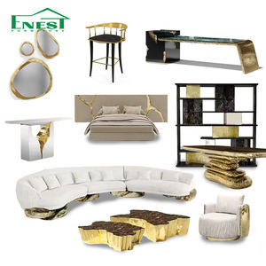 Mesa de Comedor <span class=keywords><strong>Stonehenge</strong></span> de Diseño Moderno y Lujoso, Mueble de Arte Coleccionable Clásico Dorado Metálico para Villa u Hotel - Product Image 6
