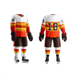 Uniformes unisexes de hockey sur glace avec nom de l'équipe OEM Bon prix pour les vêtements de sport pour adultes disponibles en ensembles uniformes imprimés de hockey sur glace - Product Image 5