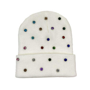 Gorros de Punto de Lana al por Mayor, Unisex, con Piedras Preciosas de 5 mm Bordadas a Mano, en Todos los Colores, Logotipo Personalizado, Gorros de Invierno para Exteriores - Product Image 6
