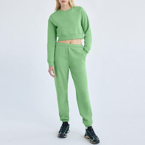 ชุดวอร์มผู้หญิงแบบมีฮู้ด พิมพ์ลายเรียบ สไตล์ลำลอง สำหรับฤดูหนาว ชุดออกกำลังกายสองชิ้น ชุดวิ่งจ๊อกกิ้ง  ขาย - Product Image 3