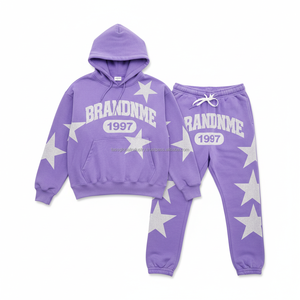 Conjuntos de Sudadera de Invierno para Hombre, Sudadera con Capucha Estampada Personalizada y Pantalones Deportivos Acampanados, Ropa de Fabricantes - Product Image 1