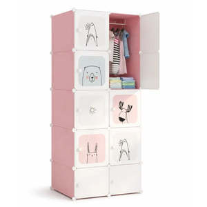 Foldable <b>Plastic</b> Clothing Organizer for Children Green Vertical Armoire for <b>Wardrobe</b> Use - Product Image 1