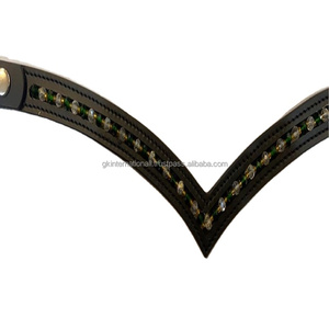 Cuentas y cristales multicolores personalizadas, cadena ostentosa con incrustaciones, canal vacío, banda de cuero para cejas de caballo en full cob de gran tamaño, 1 fila - Product Image 1