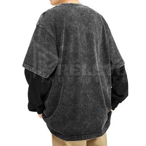 เสื้อยืดผู้ชายแขนสั้นผ้าฝ้าย 100% ซักย้อมสีแบบแอซิดวอช สองชั้น แห้งเร็ว ระบายอากาศดี สินค้ามาใหม่ ขายส่ง รับผลิตตามแบบ - Product Image 2