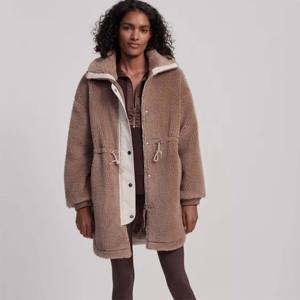 Chaqueta de Sherpa de corteza de pino de cuello alto de moda con cierre de botón a presión perfecta para ropa de invierno informal - Product Image 5