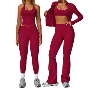 ชุดโยคะผู้หญิงไซส์ใหญ่ ผ้าเนื้อแน่น ไร้รอยต่อ กางเกงเลกกิ้ง สปอร์ตบรา ระบายอากาศ แห้งเร็ว ยืดได้สี่ทิศทาง เป็นมิตรกับสิ่งแวดล้อม สองชิ้น - Product Image 1